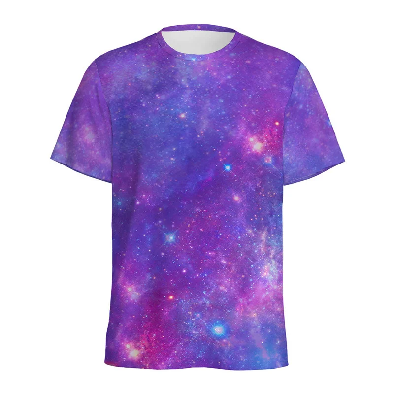 Colorful Galaxy Space Pattern T Shirt Summer Men's Round Neck Short Sleeve 3d Printed Starry Sky Tees Tops Street Loose T-Shirts