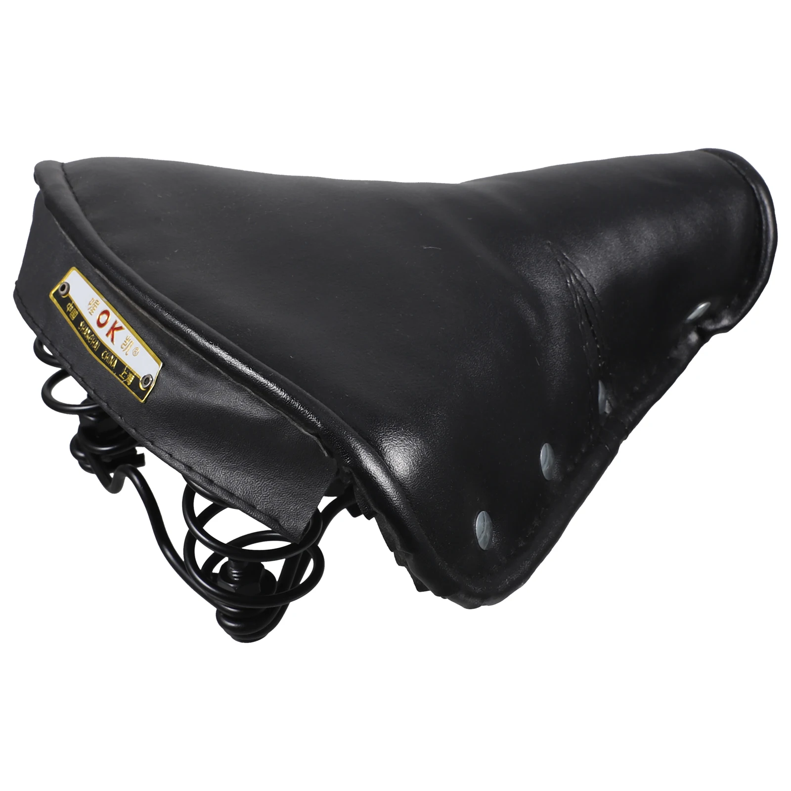 

Vintage Saddle Sprung Durable Retro Seat Cushion for Vintage Tricycle Black Comfortable Riding Seat Cushion Shockproof