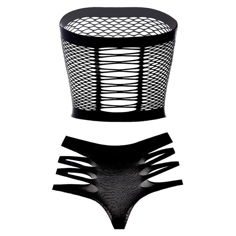 Fashion Female Fishnet Lingere Sets Sexy Stripper Outfit Sexual Underwear Hollow Backless Women See Through Sleepwear