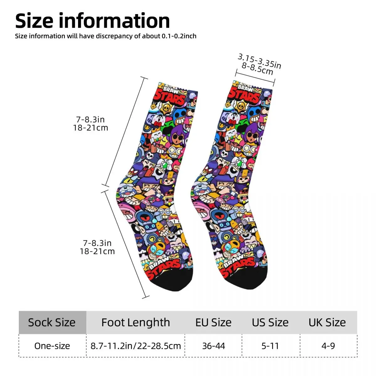 Brawll Emz Spike Squeak Socks Men\'s Women\'s Casual Game Cartoon Socks Hip Hop Spring Summer Autumn Winter Stockings Gift