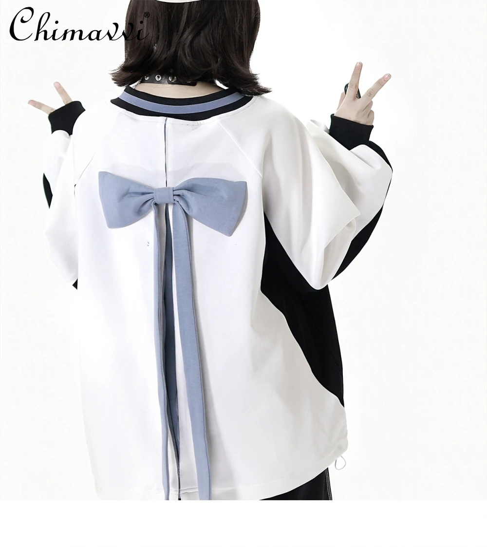 

Japanese College Style Long Sleeve V-Neck Sweatshirt Loose Shirt Long Sleeve Autumn Sweet Cool Girl Slim Casual Women's Clothes