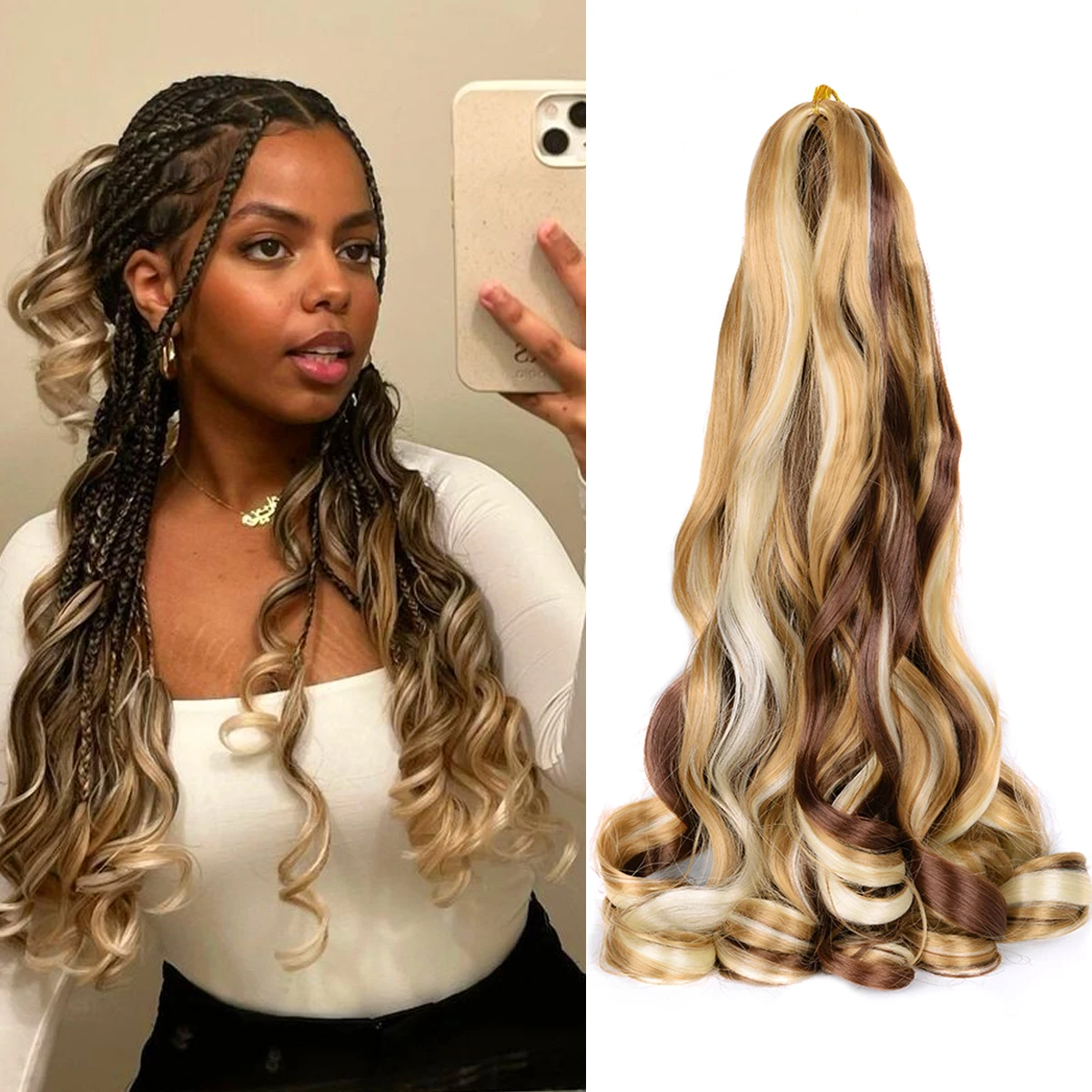 French Curls Braiding Hair 24Inch Synthetic Spiral Curls Braids Hair Extensions For Women Pre Stretched Loose Wave Braiding Hair