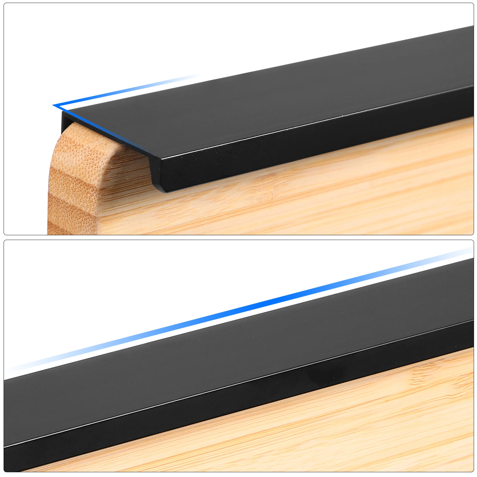 

6pcs Black Cabinet Handles 300mm Aluminum Edge Pulls for Kitchen Wardrobe Modern Door Drawer Hiddendrawer edge pulls furniture