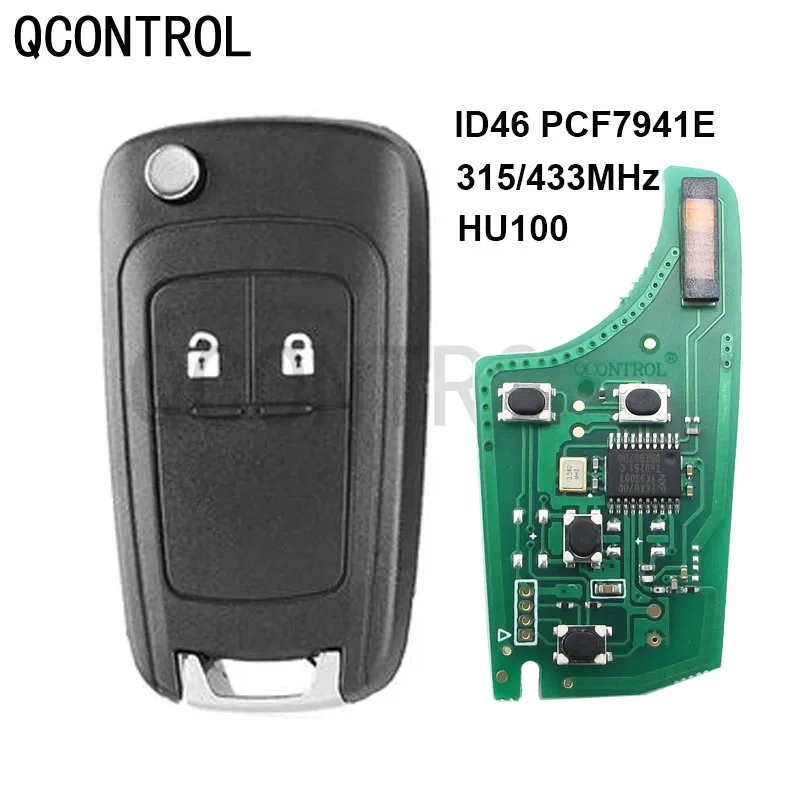 

QCONTROL 315MHz 433MHz 2 Button Flip Remote Key Folding Key Car Key ID46 Chip For Chevrolet Aveo Cruze Orlando Uncut Blade