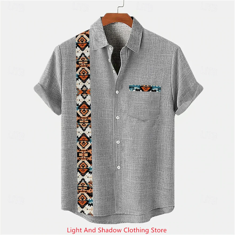 Linnen overhemd voor heren, Hawaiiaans casual overhemd, korte mouw, reverszak, hoogwaardige linnen top, snelle verzending