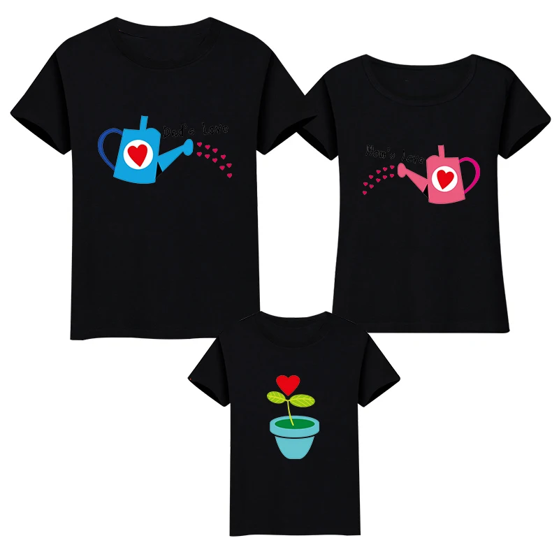 Best Cotton T Shirts Family Watering Flower T-shirt Family Matching Outfits Family Clothes Dad Mom and Children Shirt