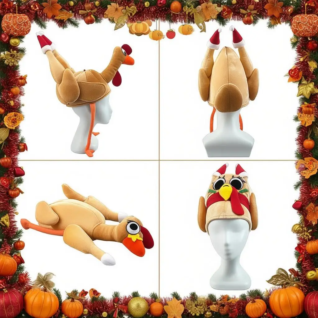 مضحك قبعة تركيا المحمصة أفخم عيد الميلاد عيد الشكر الديكور كرنفال زي فستان حفلة احتفالية قبعة هدية