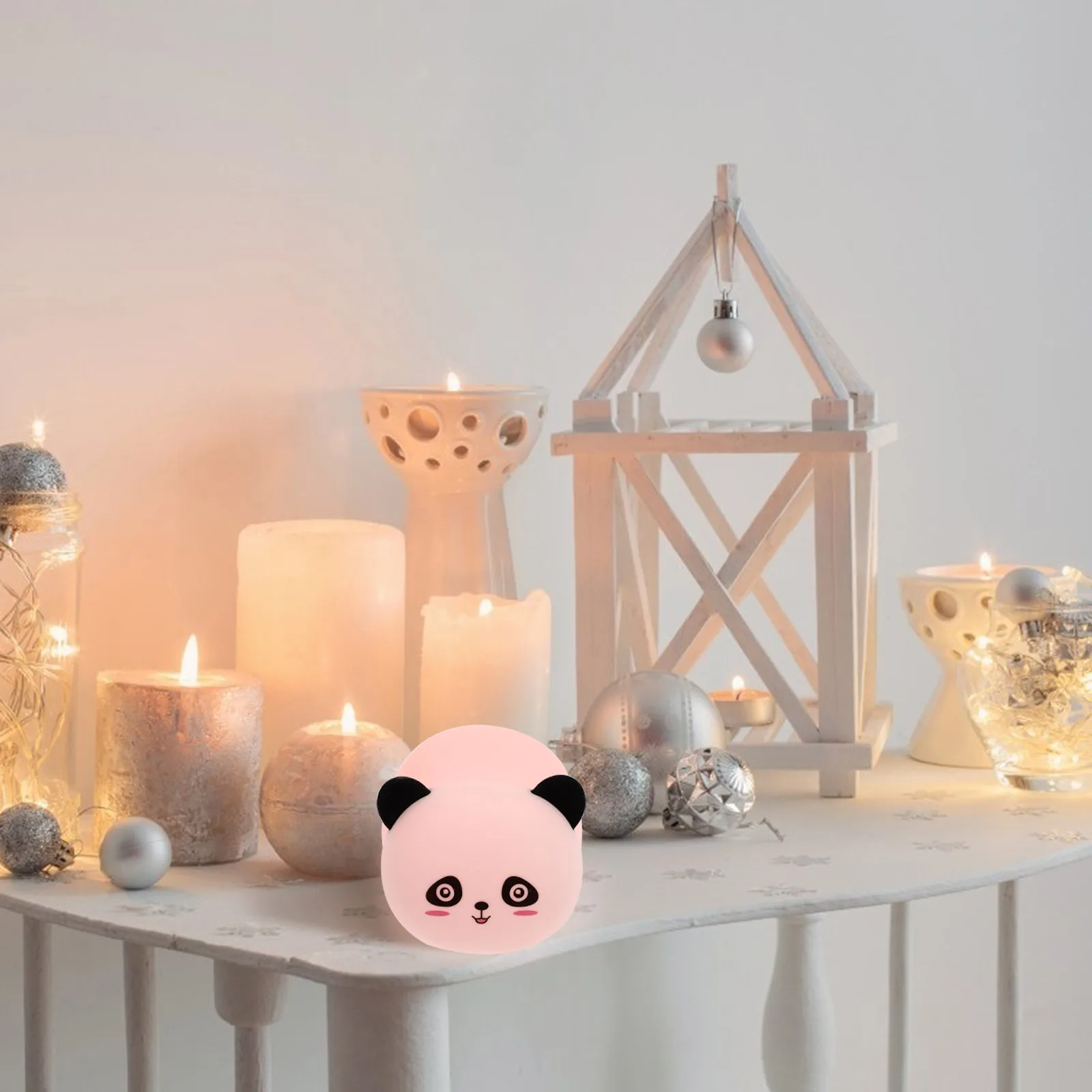 

1pc Silicone Panda Night Light Usb Charging Adorable Cartoon Lamp For Bedroom Nursery Decorative Light Lovely Soft Pat Lamp