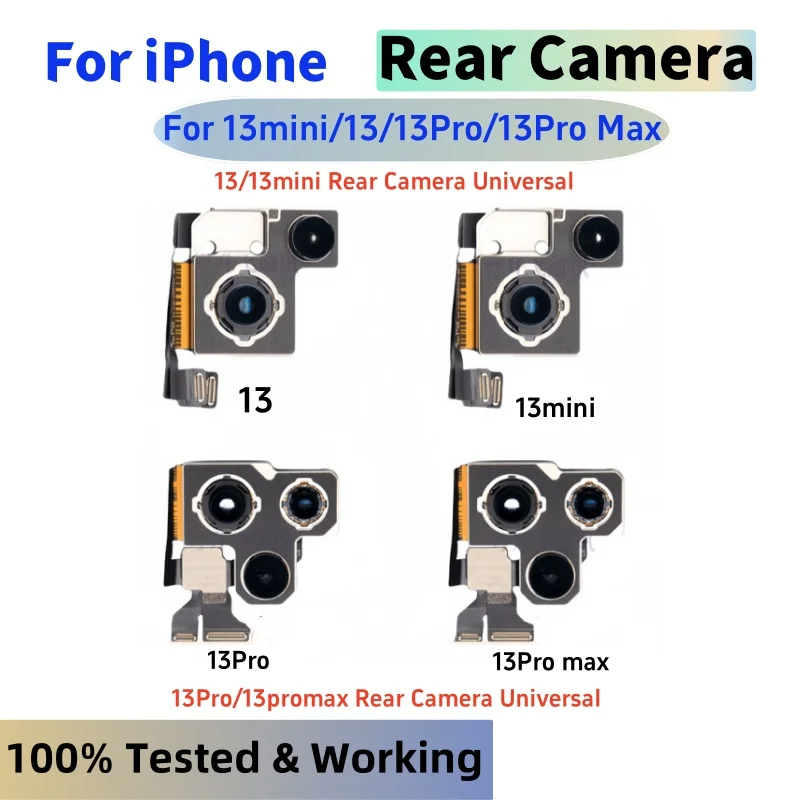 Tested Back Rear Camera Main Lens Flex Cable Camera module For iPhone 11 12 mini 13 Pro 14 15 12Pro Max Rear Camera Repair Parts