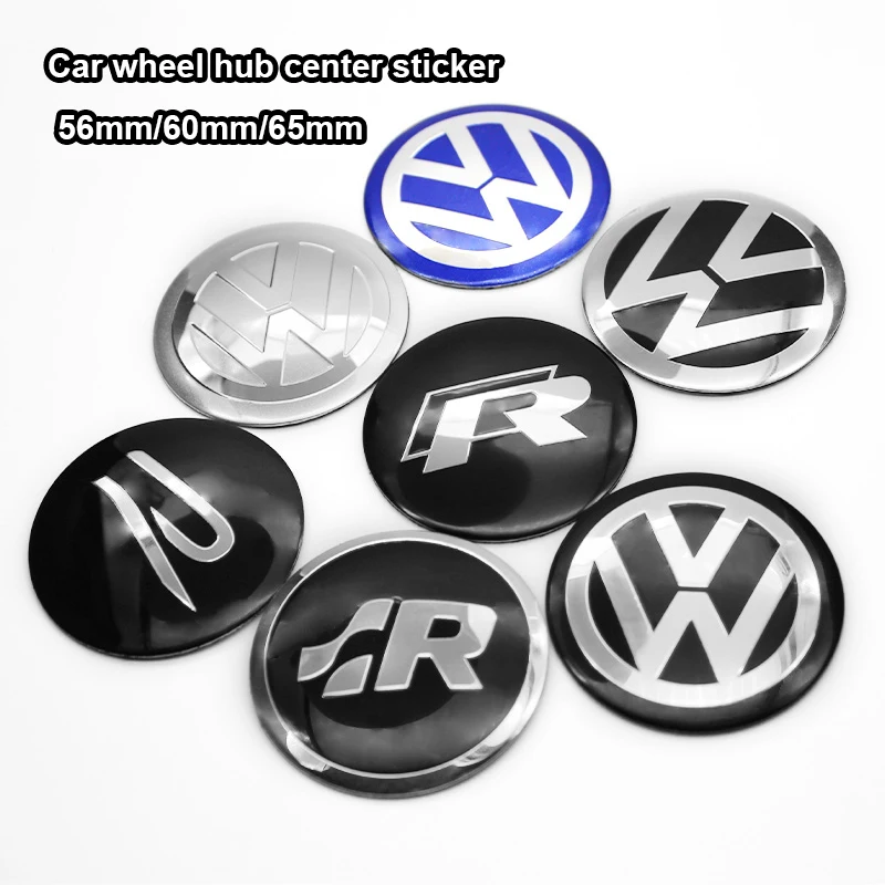 56/60/65mm 4pcs Car Wheel Center Hub Cap Sticker Accessories For Volkswagen VW GTI Rline R Polo Golf MK8 Touareg Passat Magotan