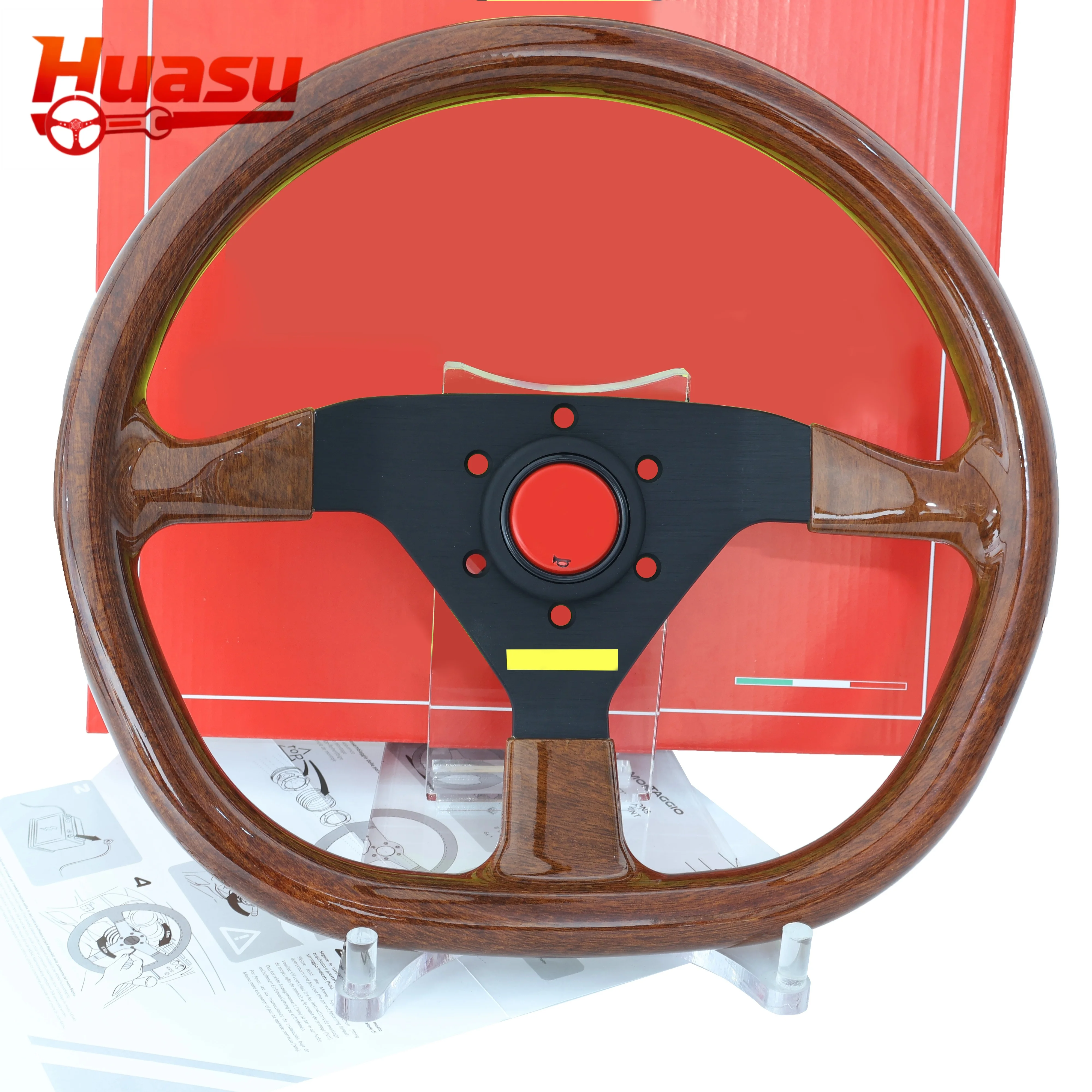 D Shape Ellipse Steering Wheel 14inch 350mm ABS Classic Wood Look Flat Car Sports Steering Wheel