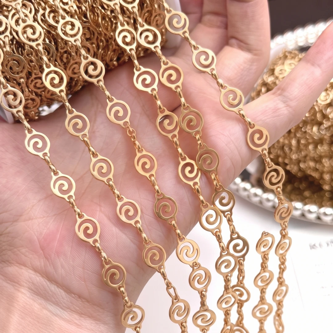 1 Meter Edelstahl Runde Vortex-Spiralwellen-Gliederketten für Schmuckherstellung, klobige Bastelketten, Halsketten- und Armbandzubehör – Detail 4