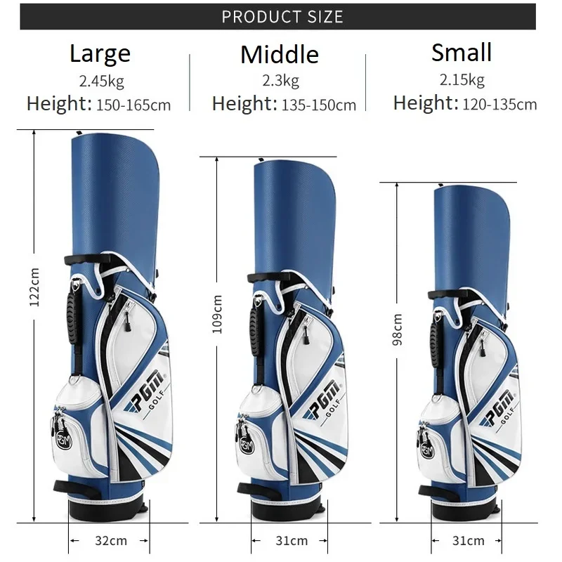 PGM Waterproof Golf Clubs Kids Multifunction Lightweight Large Capacity Golf Stand Bags for 5 To 16 Years Boy Girl Junior Nylon