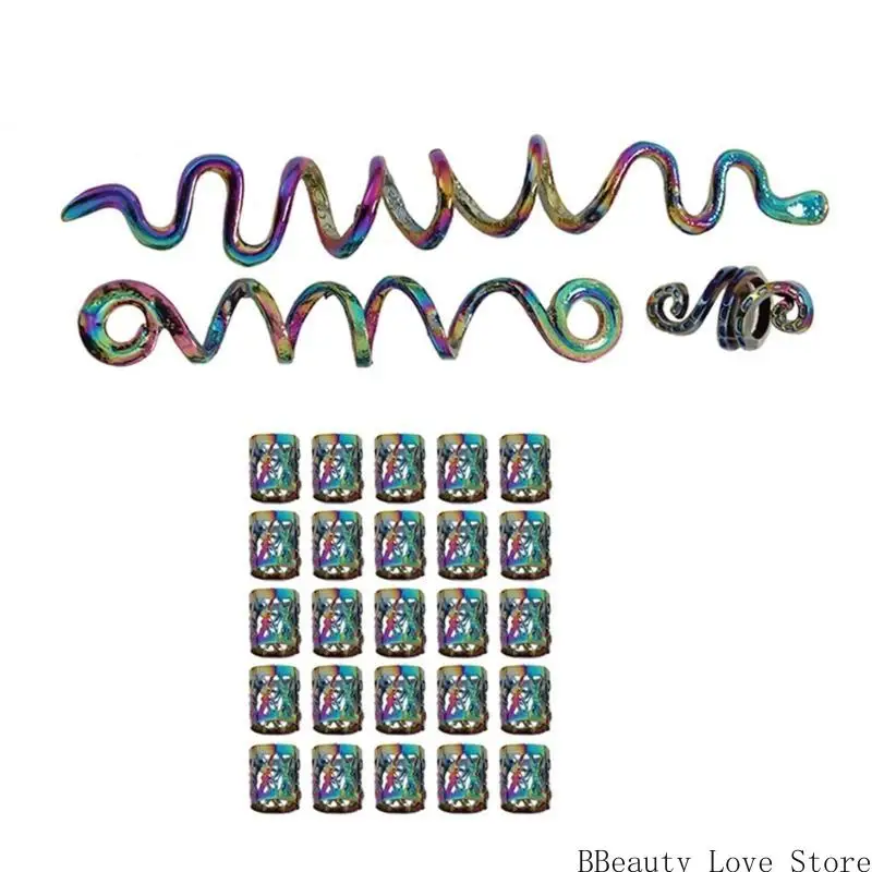 

Colorful Ethnic Hair Rings Hair Beads Loose Coil Hair Jewelry For Braid Dreadlock Bead Hair Clip Braid Rings Braid Clip