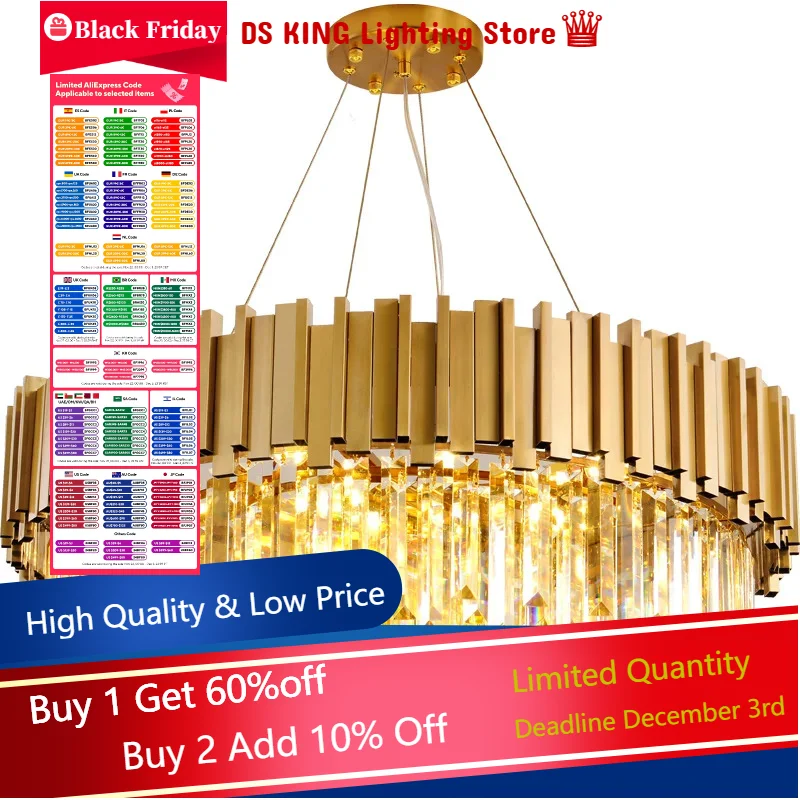 Modern Crystal Chandelier Lighting Gold Round Glass Light Chandelier Light for Hotel Dining Room Lamp Living Room Lamp