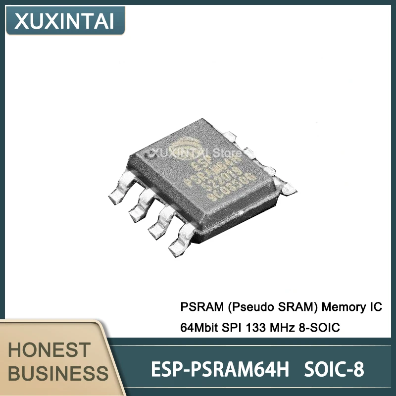 

5Pcs/Lot New Original ESP-PSRAM64H ESP-PSRAM64 PSRAM (Pseudo SRAM) Memory IC 64Mbit SPI 133 MHz 8-SOIC