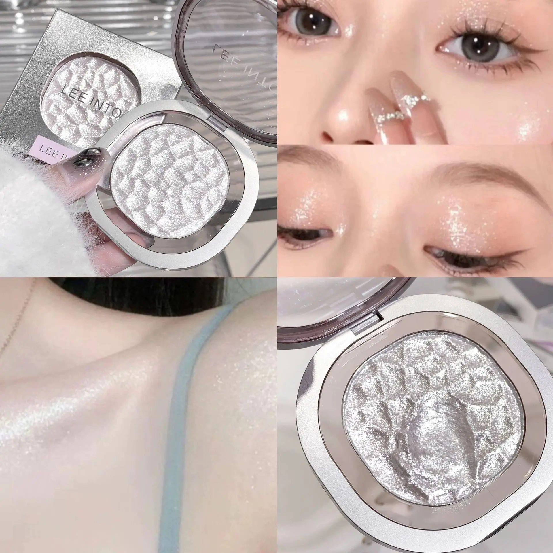 3가지 색상 플래닛 하이라이터 파우더 하이 글로스 페이스 바디 브라이트닝 컨투어 내추럴 화이트 핑크 매쉬드 포테이토 아이섀도우 메이크업