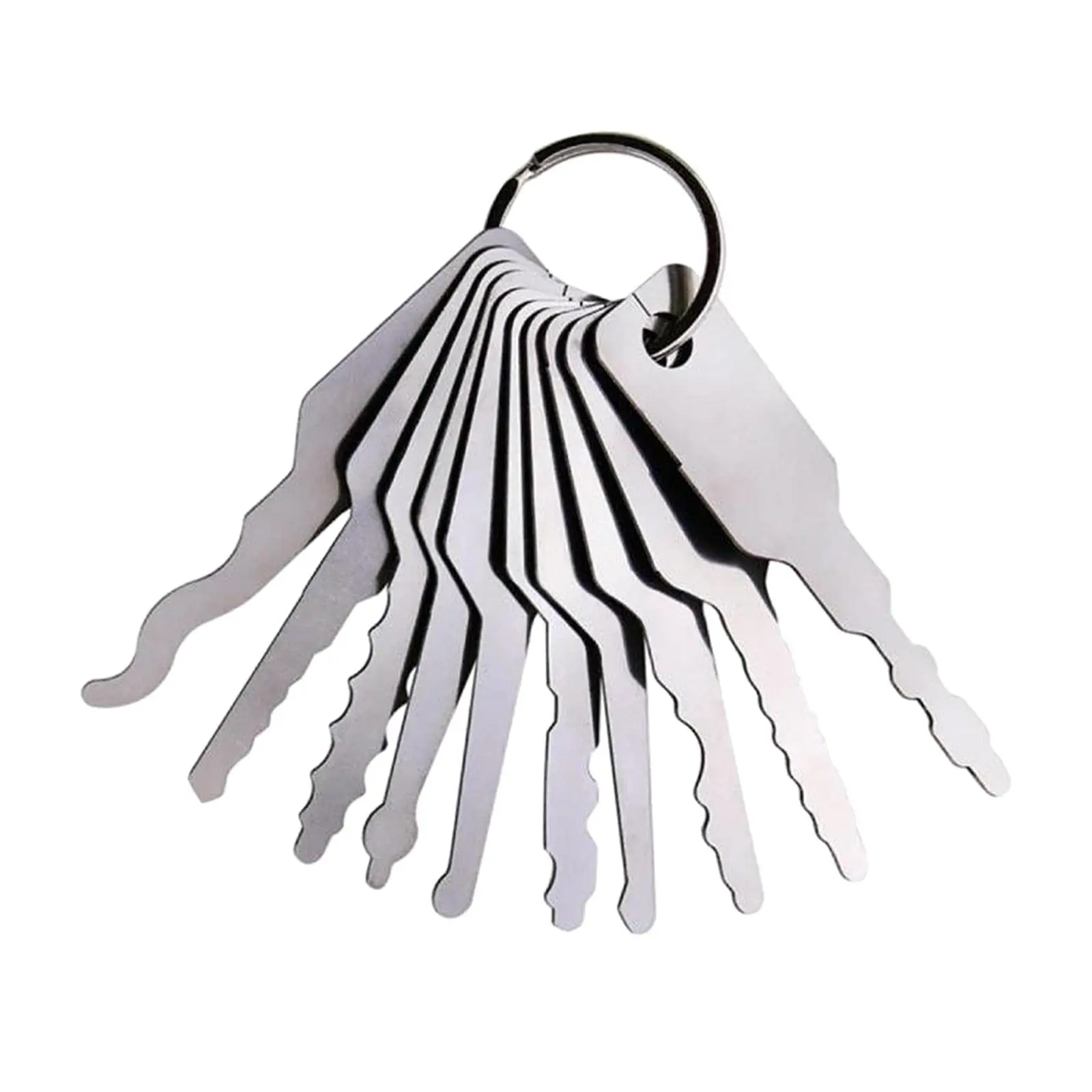 10Pcs Stainless Steel Skeleton Key Blanks Set Lock Pick Emergency Tool for Room Car Locks Multiple Shapes Key Replacement