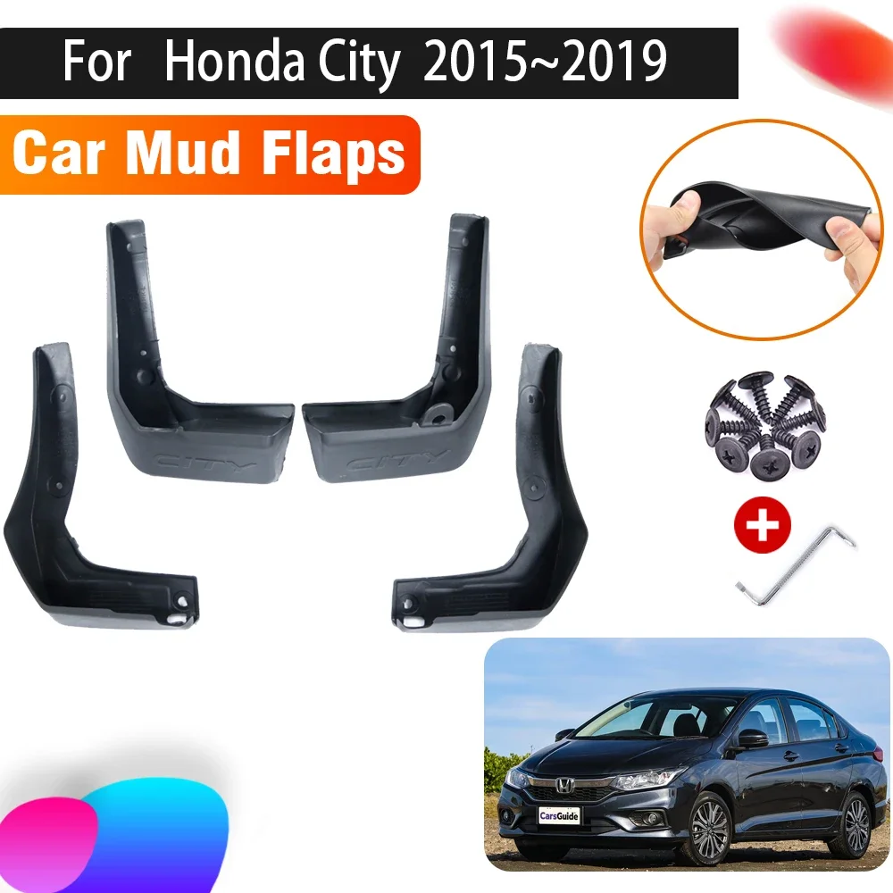 For Honda City Accessories Grace Ballade Gienia GM4 5 6 7 8 9 2015~2019 4 PCS Car Splash Guard Front Rear Fender Car Accessories