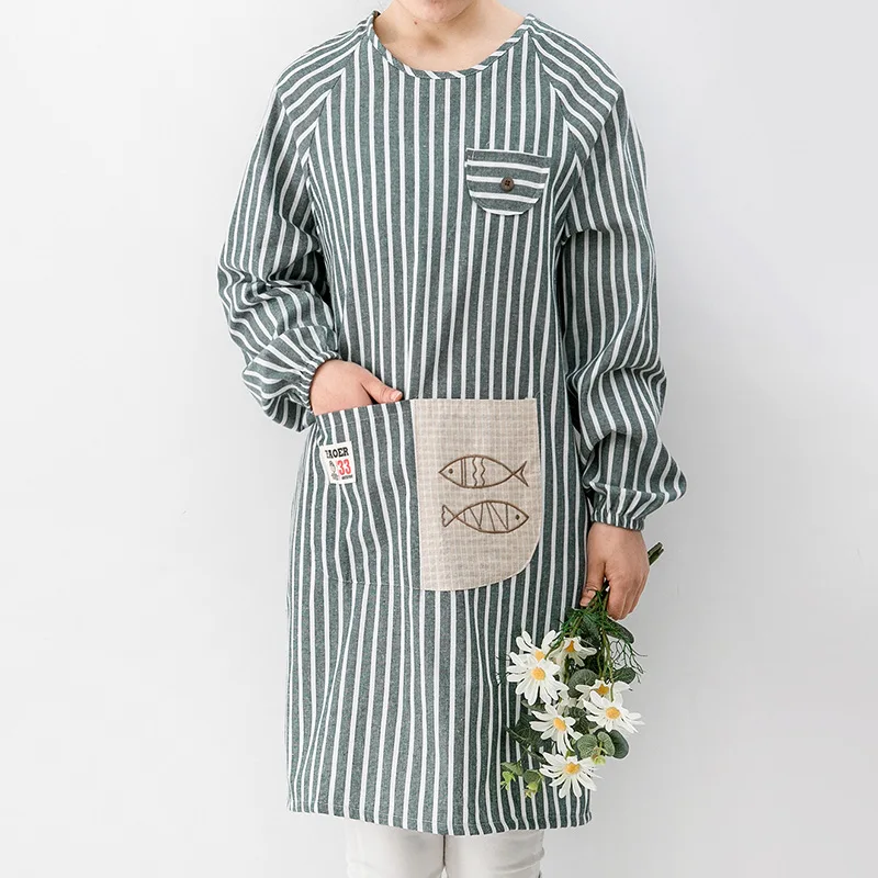 Polyester-cotton Aprons for Women Chef Restaurant Dust‑Proof Waterproof Oil‑Proof for Home Restaurant Reverse Dressing
