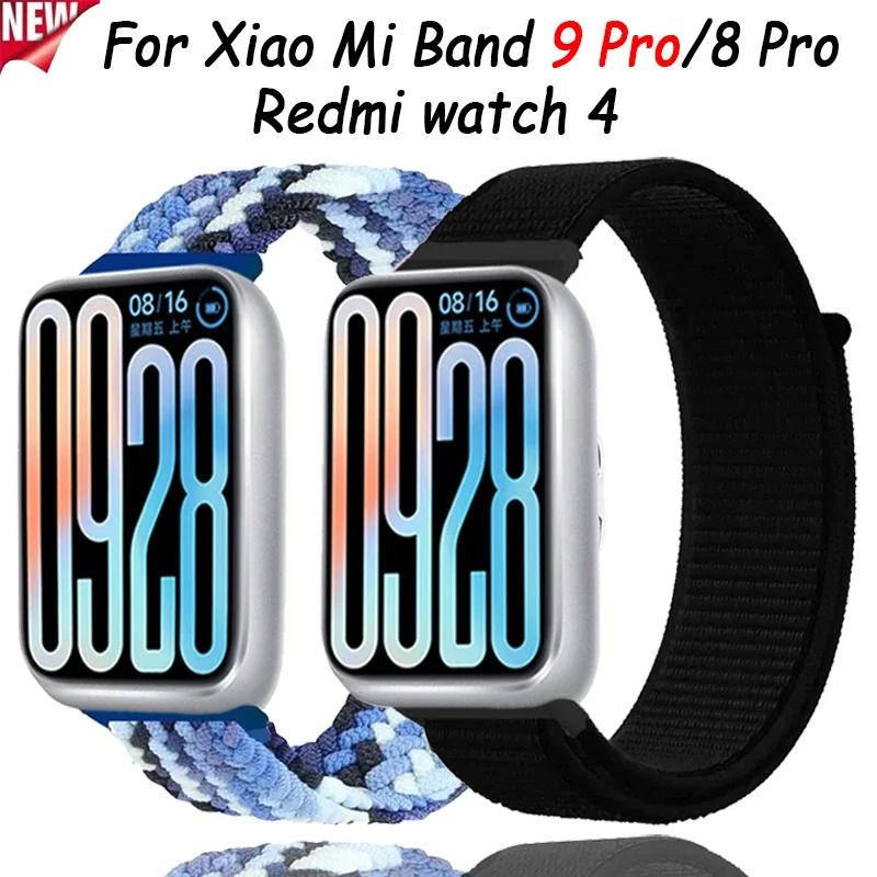 

Breathable Strap for Xiaomi Mi Band 9 Pro Nylon Loop Bracelet Replaceable Accessories for Xiaomi Band 8 Pro/Redmi Watch 4 5 Belt