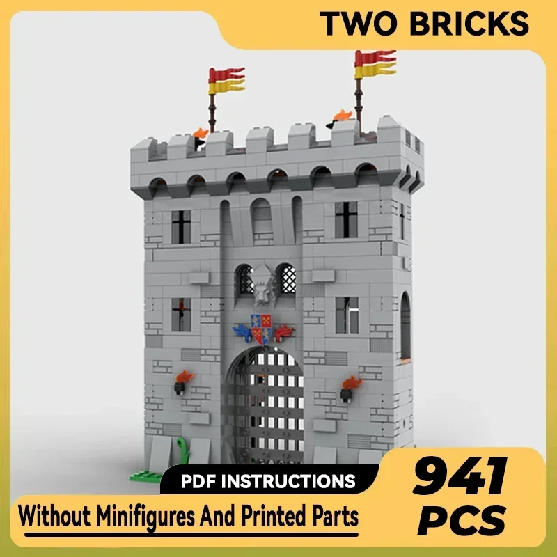 Średniowieczna Fortress Model Moc Klocki konstrukcyjne Zamek lwa Brama Technologia Klocki modułowe Prezenty Zabawki świąteczne Zestawy DIY Montaż