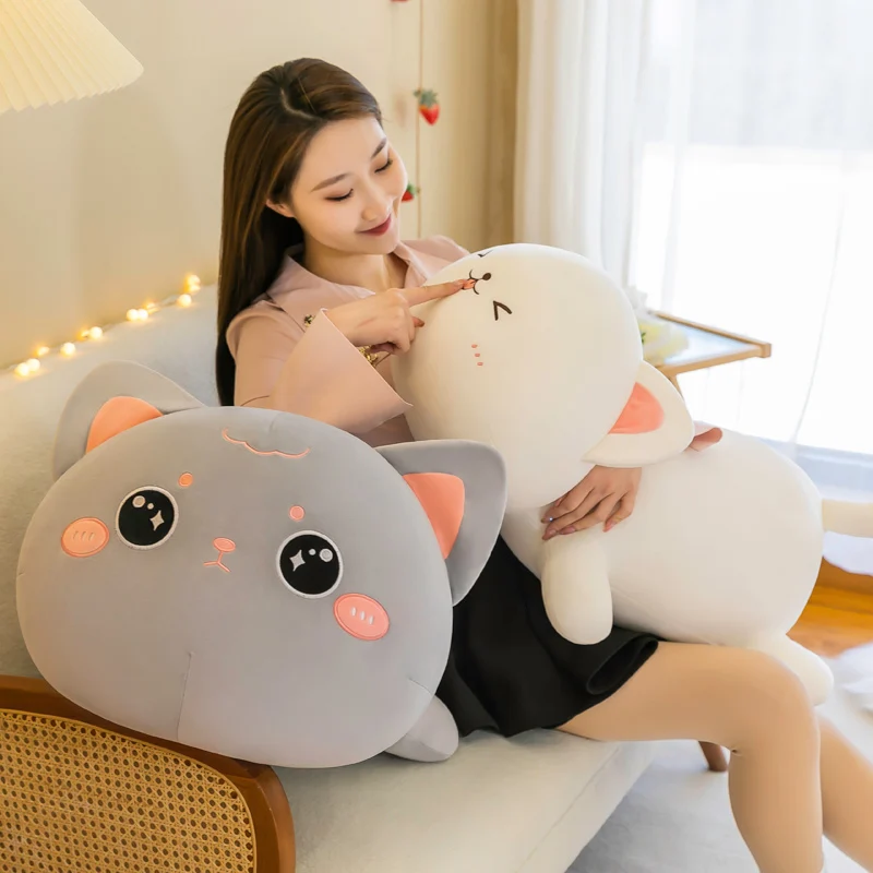 Kawaii Cat Plush Toy Stuffed 40cm 50cm 70cm 90cm Big Size Lying Cat Pillow  Kids Toys Birthday Gift for Children