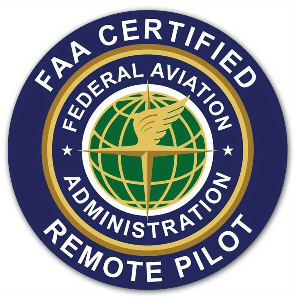 Round FAA Certified Remote Pilot Sticker, Federal Aviation Administration Vinyl, Aviation Decal For Cars, Trucks, Laptops, And W