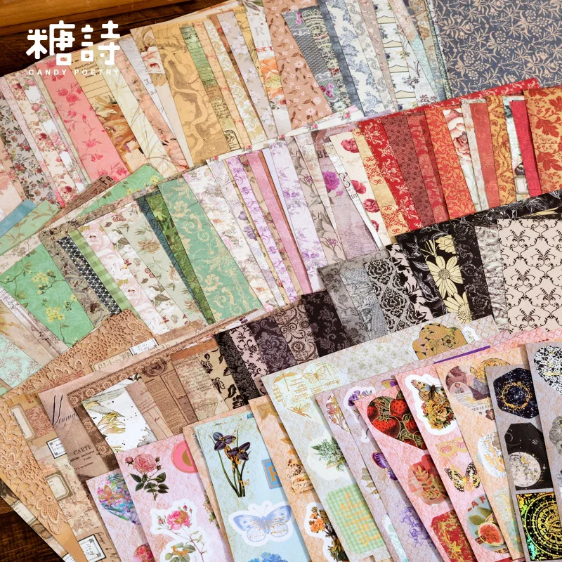 20 Pcs Retro Literary Fresh Background Journal Decoration Sticker Book DIY Scrapbooking Base Collage Stickers Kawaii Stationery