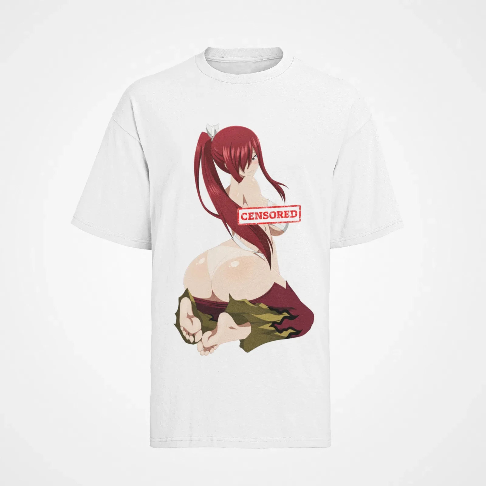 Organic Cotton Mens Erza Scarlet Fairy Tail Sexy Beach Hentai Anime T-Shirt