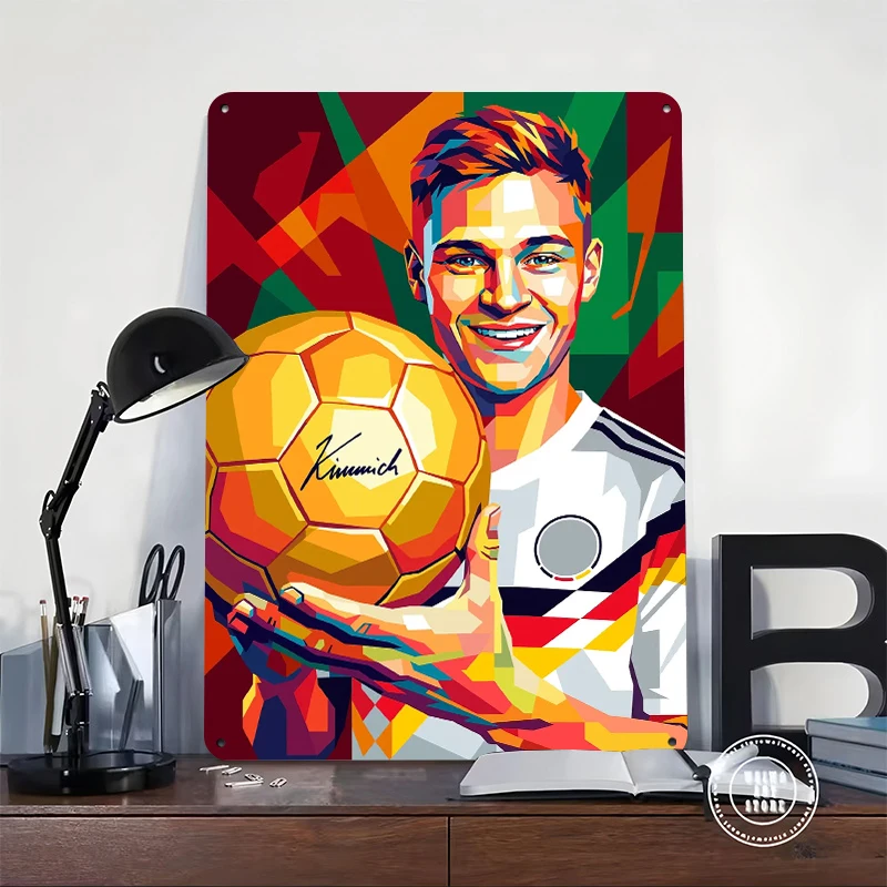 Pop Art Portrait of Joshua Kimmich Metal Poster Customized Wall Art Retro Vintage Metal Signs for Man Cave Coffee Bar Decor Room