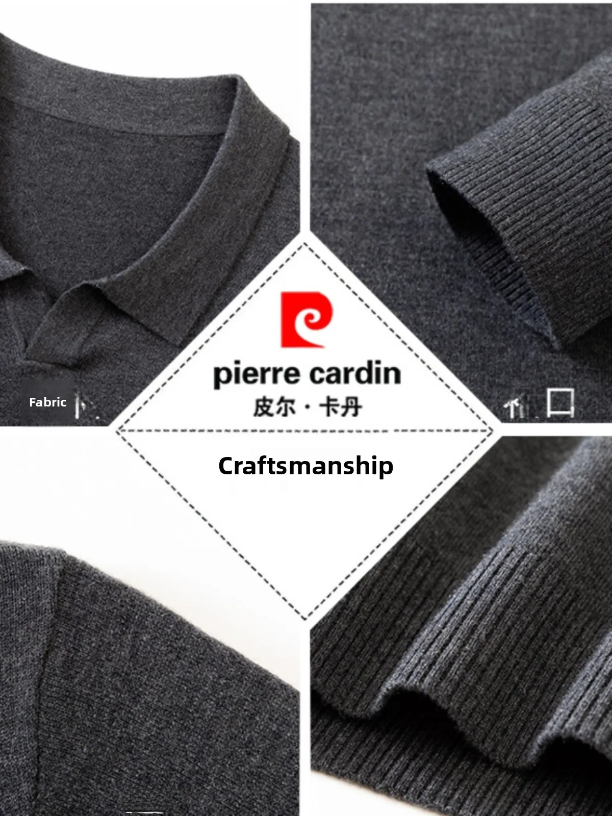 

Pierre Cardin Men's Camere Sweater Pure Color Collared Woolen Knitwear Casual Winter Thiened Warm Faion Urban Sle