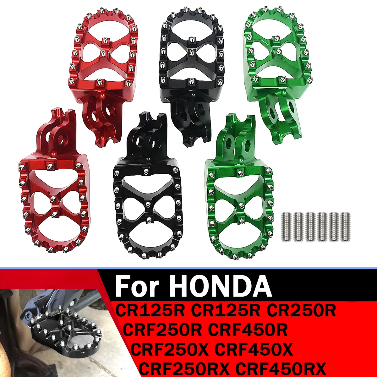 

Motorcycle CNC FootRest Footpegs Foot Pegs Pedals For 2002-2023 HONDA CR 125 250 150R CR250R CRF 150R 250R 450R 250 450 X RX L M