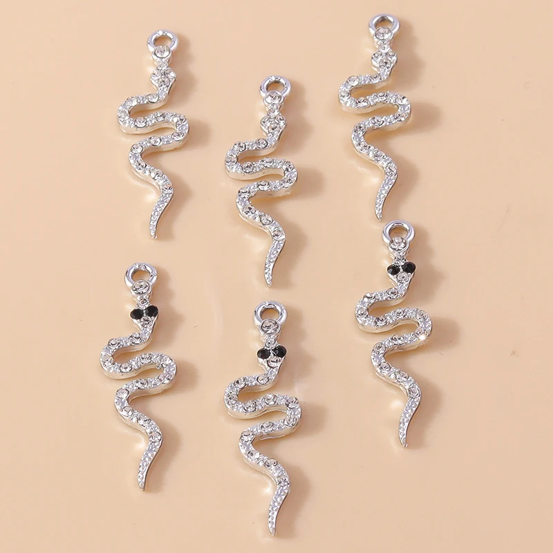 Leslie 10 Stück 9*32mm Exquisite Zirkon-Kristall-Schlangenanhänger für DIY Handgemachte Ohrringe, Armbänder, Halsketten, Anhänger, Schmuckherstellung – Detail 2