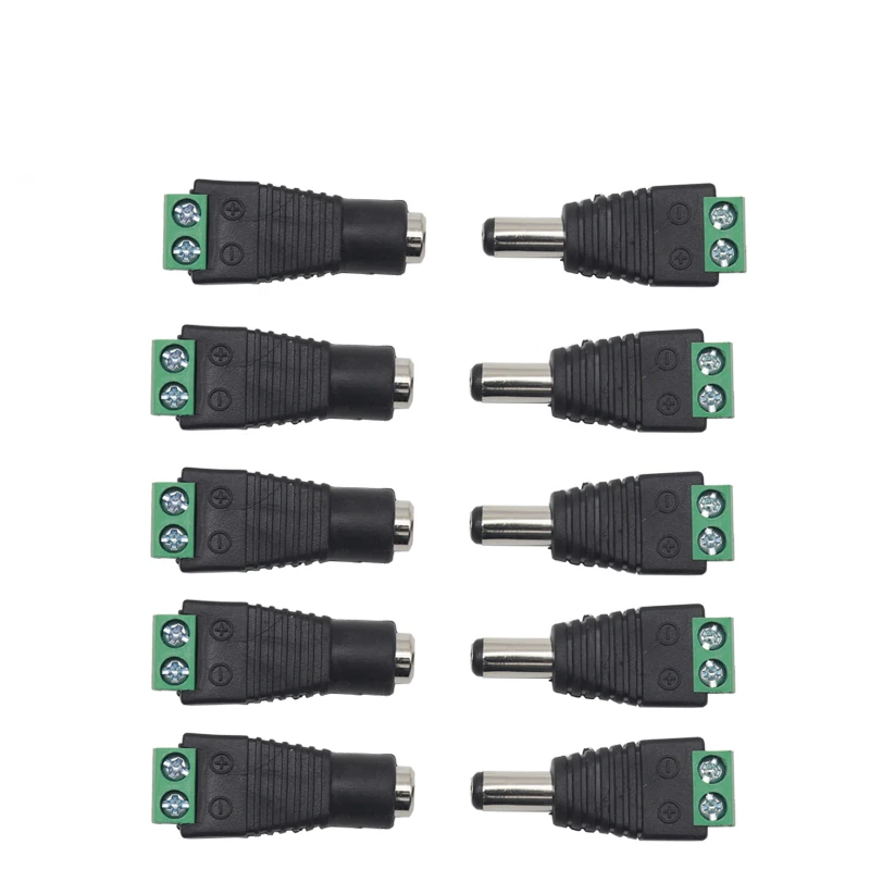 

【10-2PCS】DC Connector 2.1mm x 5.5mm DC Power Cable Jack Adapter Connector Plug For CCTV Camera LED Strip Light Etc.