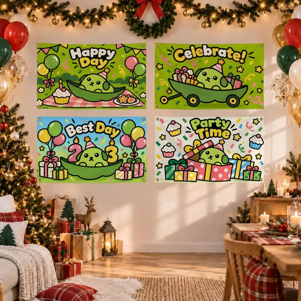 Banderas de la marca Mameshiba, ideales para fiestas de cumpleaños, decoración de paredes, fiestas al aire libre, dormitorios, salones y como regalo.