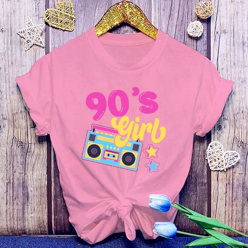 New Funny 90'S Girls Printed T-Shirts Fashion Women Short Sleeve Cool Summer New Tops 90'S Girls Female Fashion Casual Shirt Tee