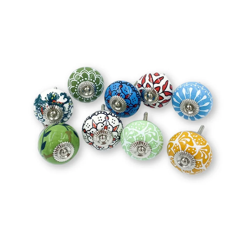 1Pcs Ceramic Door Drawer Handles Knobs Europe Ceramic Cabinet Cupboard Handles Pull Drawer Dresser Knobs Pulls With Screw