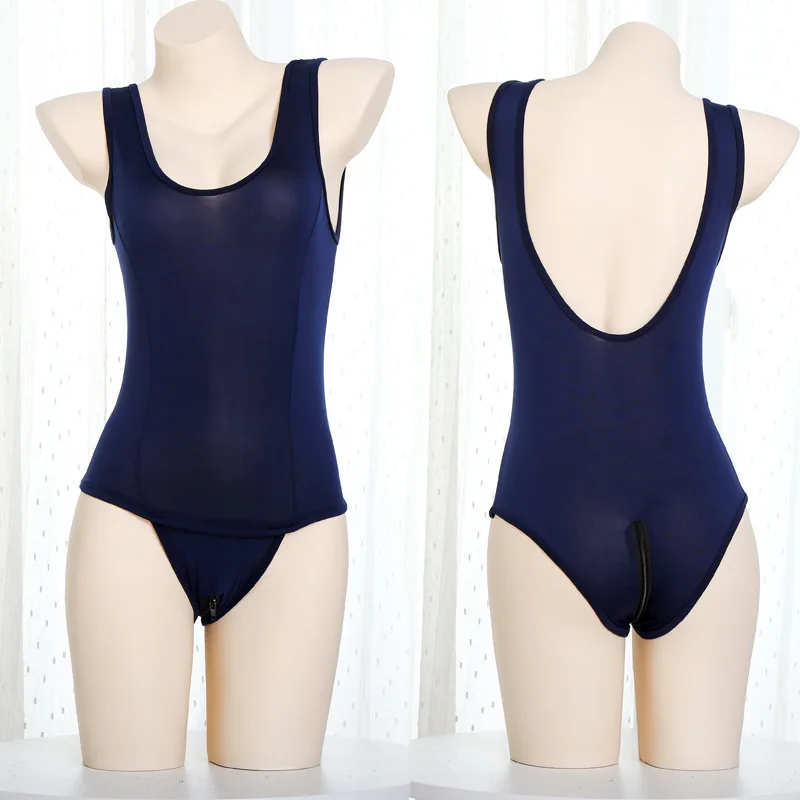 Mengyu Brand Sexy Lingerie High-Elastic Single-Layer Milk Silk Zipper One-Piece Japanese School-Style Swimsuit Cute Girl Swimsuit