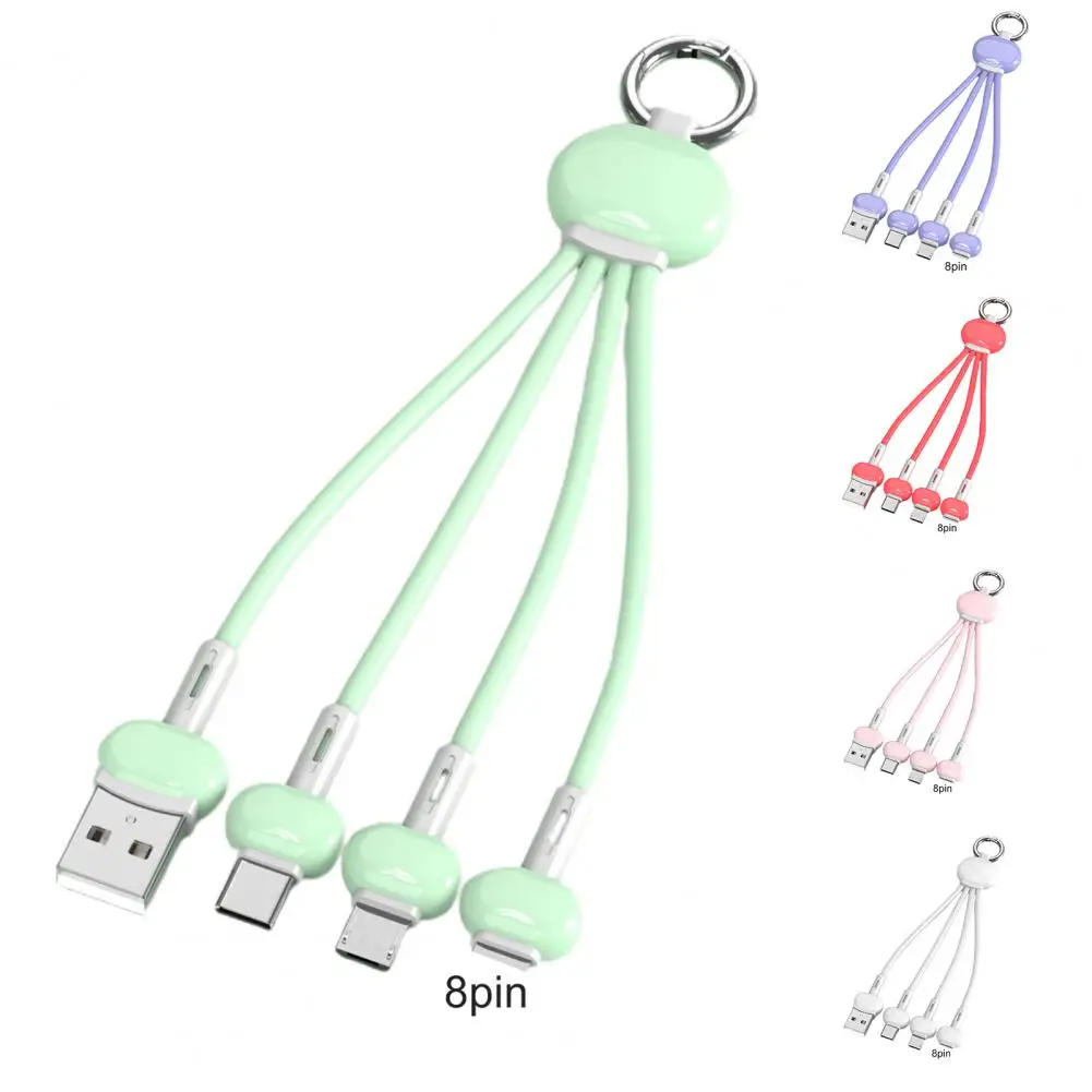 3 in 1 Charging Cord Portable for Mobile Phone Data Cable Micro USB Fast Charge for Mobile Phone Type-C 8Pin Keychain Phone