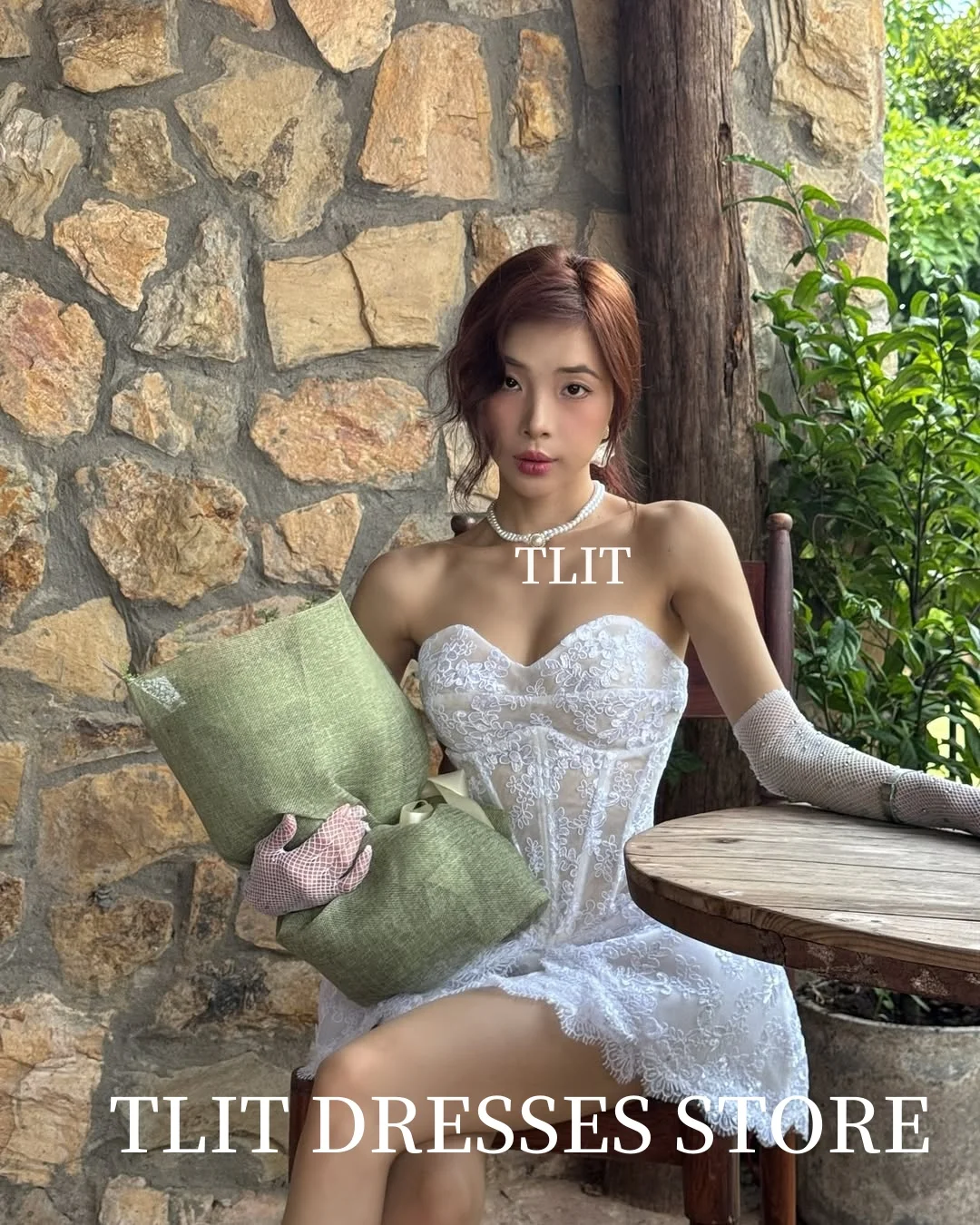 فساتين سهرة قصيرة مثيرة من الدانتيل على شكل حرف A من TLIT على شكل قلب بدون أكمام قصيرة برباط حتى فساتين كوكتيل مخصصة للحفلات الرسمية