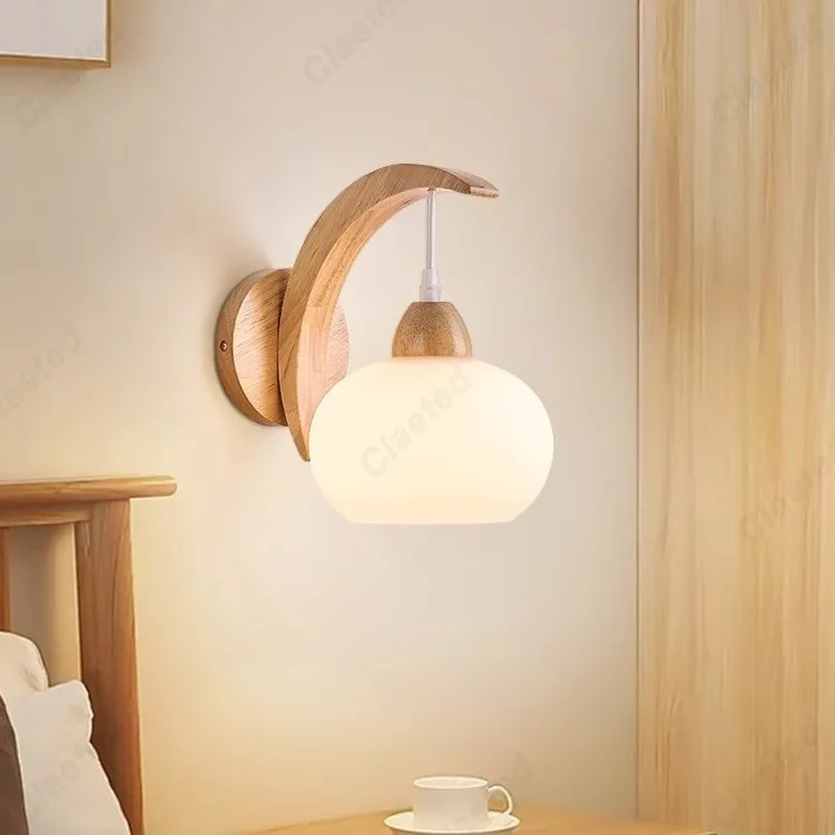 

Бревенчатый японский новый светодиодный настенный светильник для спальни, кремовый ветер, гостиная, коридор, лестница, B & B, декоративное освещение