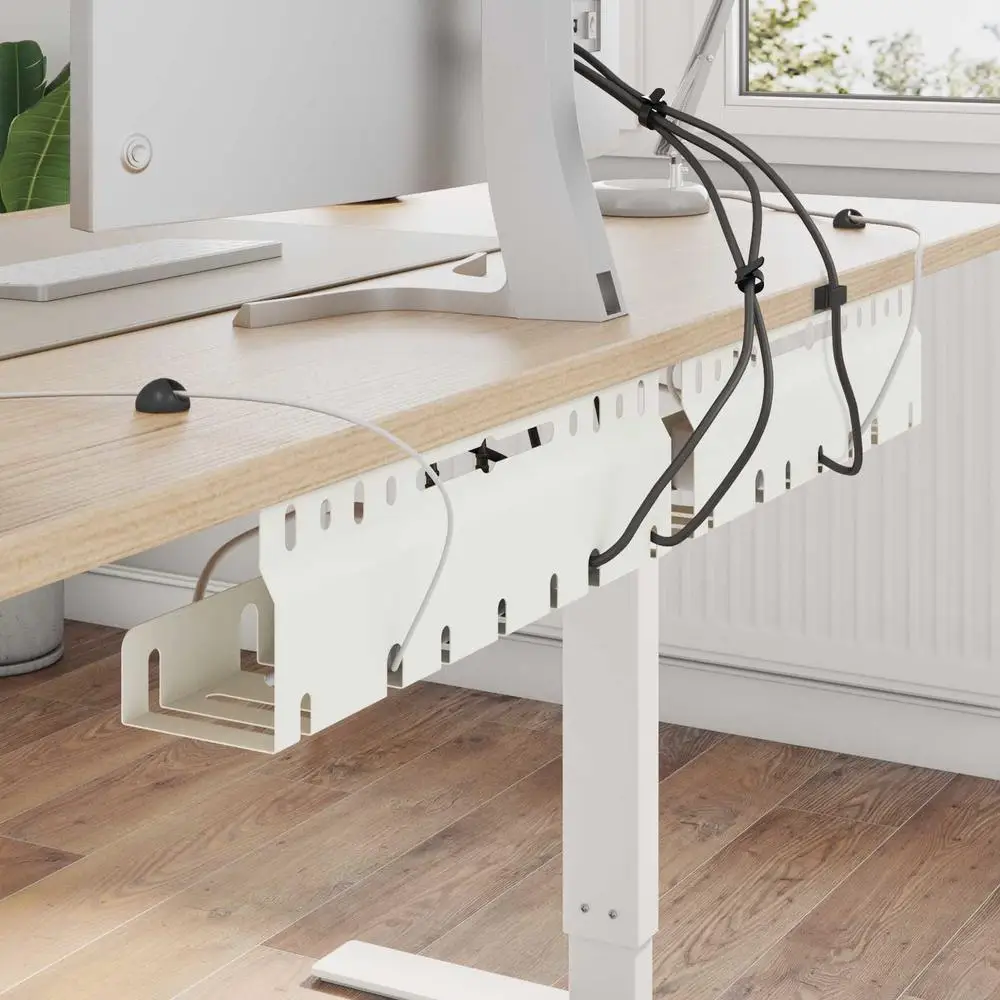 Organisateur de câbles sous le bureau 2 pièces Blanc, organiseur de câbles de bureau, utilisé pour ranger les câbles et les multiprises