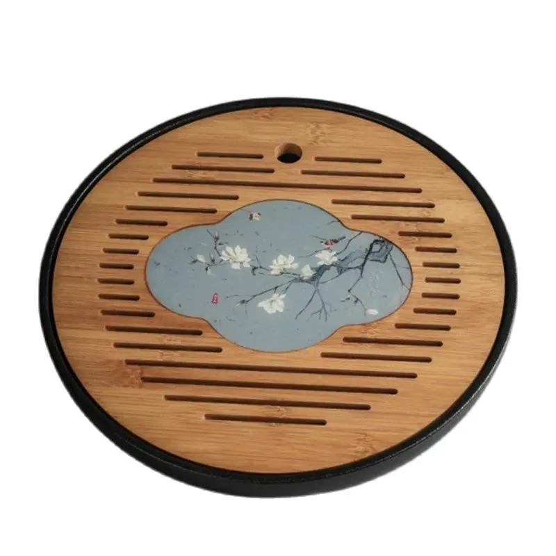 

High Grade Ceramic Tea Tray Household Tea Table Trays Decorative Customized Water Storage Type Bamboo Tray Tea Accessories