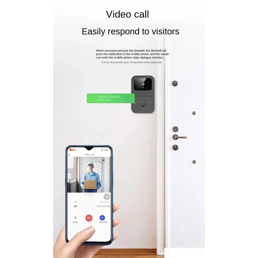 Beveiliging Deurbelcamera Draadloze Wi-Fi Video Deurbel Nachtzicht Home Smart Security Deurbel Camera