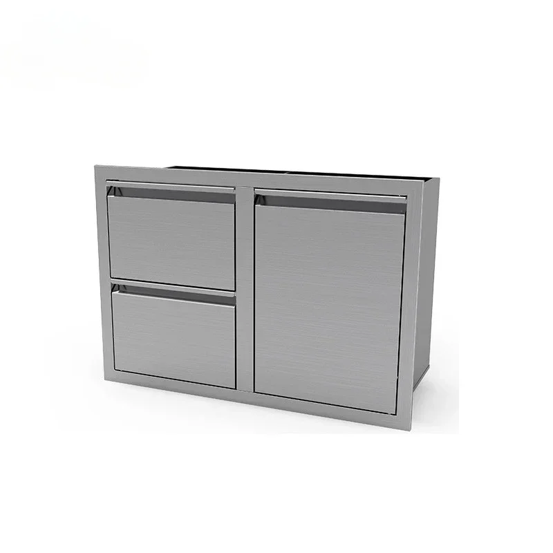 Prefab  modern modular kitchen stainless steel cabinet with single door and two drawers