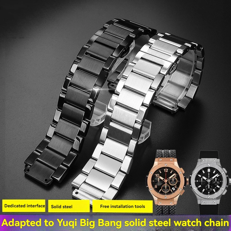 Correa de reloj de Metal de acero inoxidable para reloj de hombre Hublot Big Bang Classic Fusion Yubo, repuesto de pulsera de eslabones sólidos de precisión