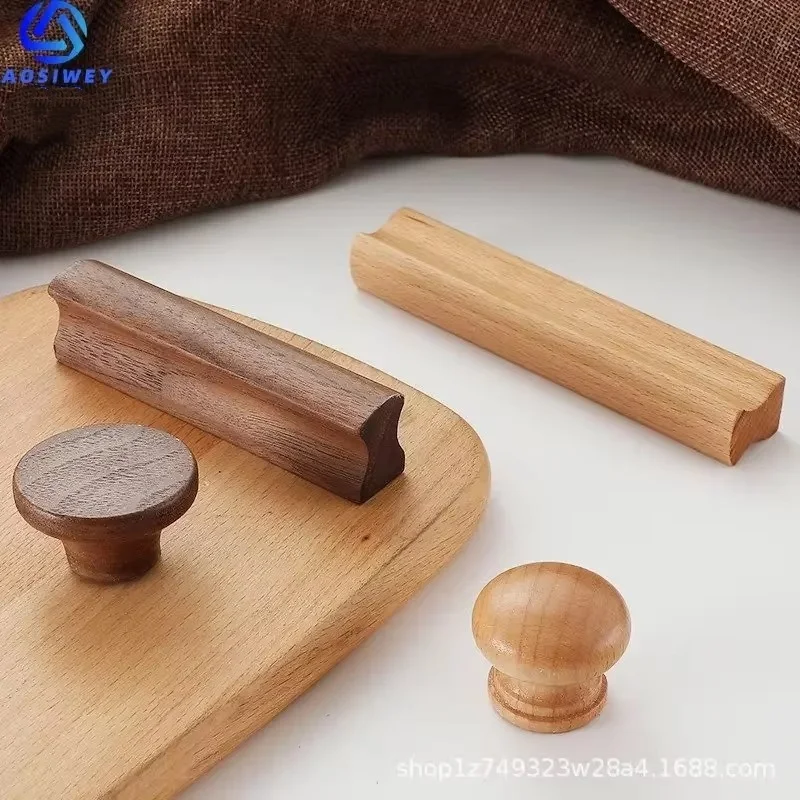 Walnut Wooden Furniture Handle Drawer Knobs Kitchen Cabinets Pulls Long Handles Cabinets and Drawers Dresser Knobs Wardrobe Pull