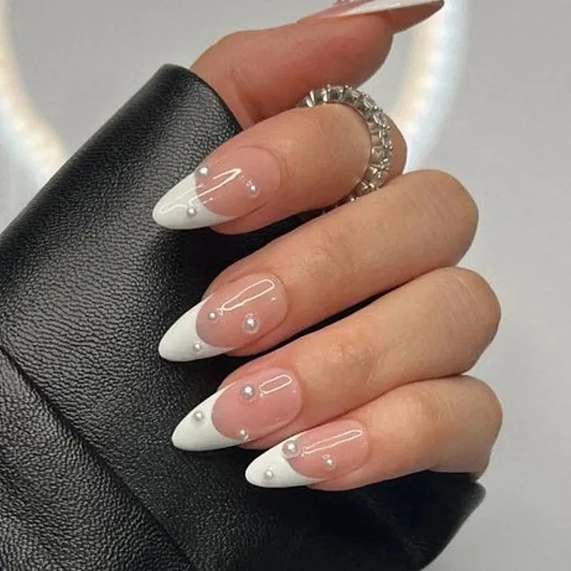 1 boîte de 12 grilles blanc demi-rond perle Nail Art décoration taille mixte argent or Mini boule en acier Rivet strass ongles 2030
