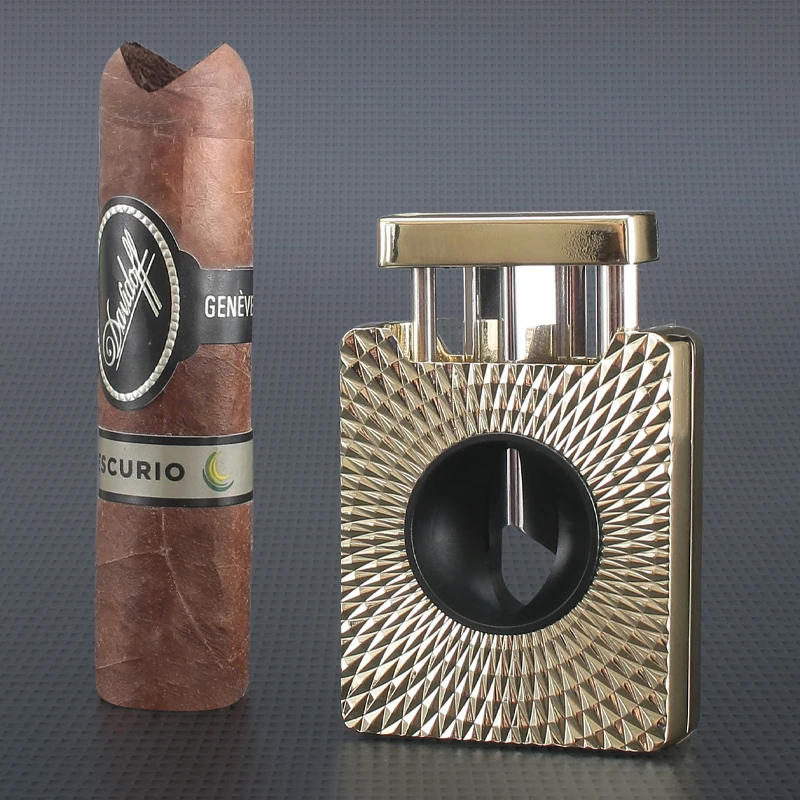 Sigarenschaaraccessoires Metaal V-vormige schaar Draagbaar Scherp Druk op één klik Driedimensionale snijtechnologie